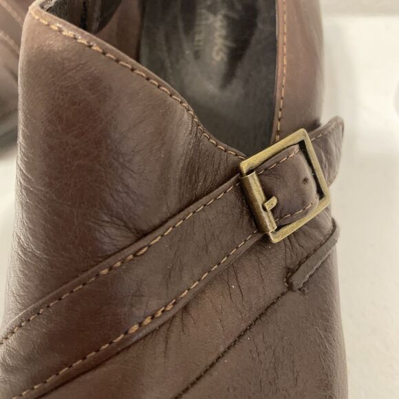 WOMENS CLARKS ARTISAN SLIP ON LEATHER BROWN SHOES SIZE 7 1/2 Heel 2.5” - Picture 8 of 11